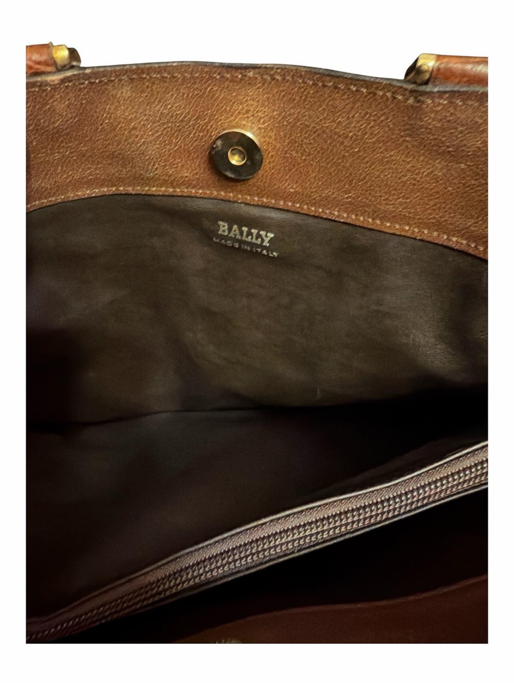 VINTAGE BALLY Italy Cognac Croc Embossed Leather Tote Bag Shopper - Picture 7 of 9